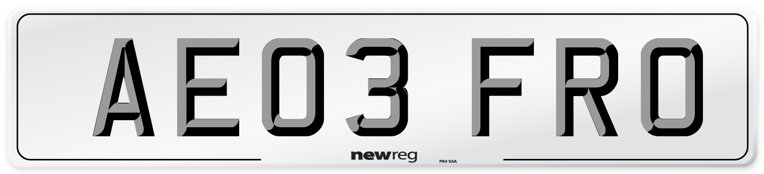 AE03 FRO Number Plate from New Reg